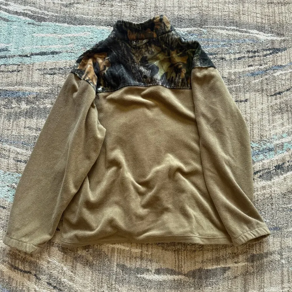 Men's Lewis & Clark Outdoors Brown Camouflage Camo Fleece Zip Up Jacket Sz XL